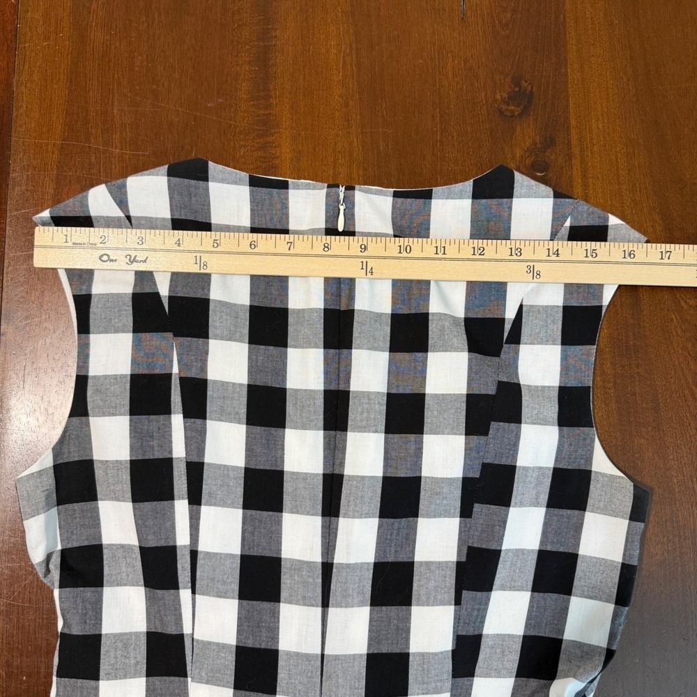 Calvin Klein Womens Fit Flare Dress Black White Gingham Waist Tie Classic Retro - Picture 10 of 13